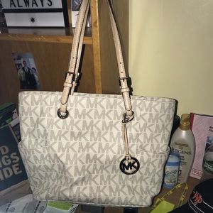 Micheal Kors white logo medium tote bag